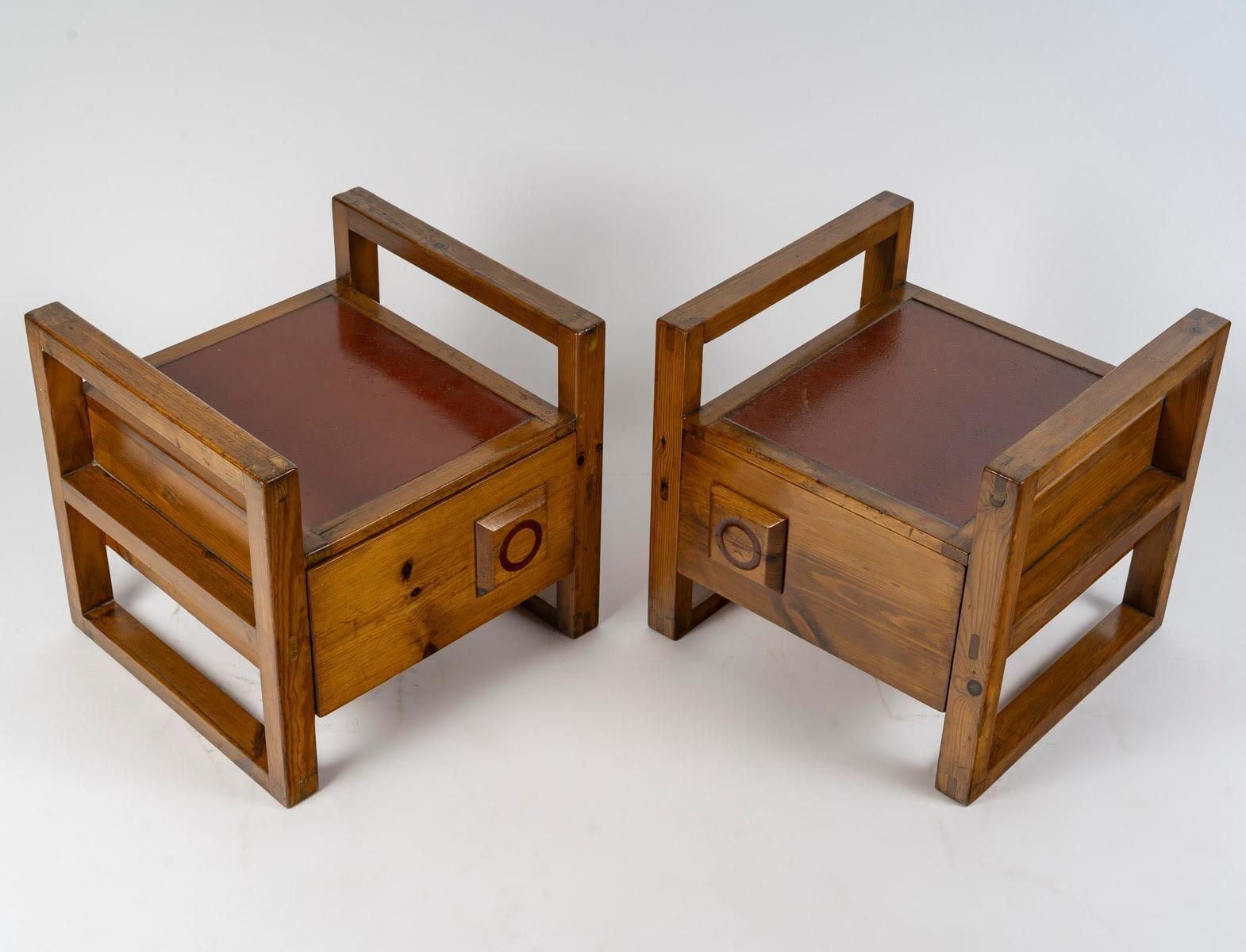 Pair Of Wooden Bedside Tables From The 1960s. photo for sale