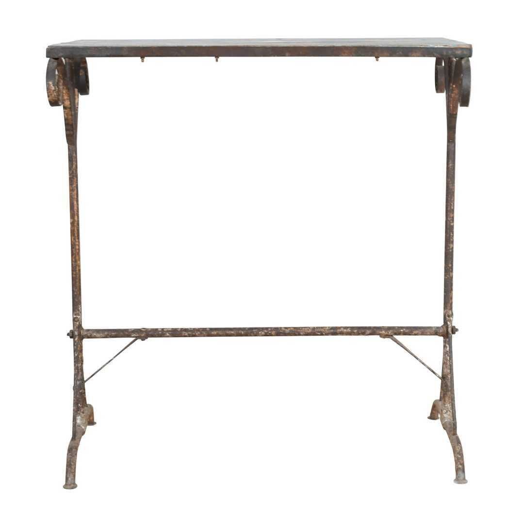 Antique Blue Iron Teak Side Table – Indian Vintage Occasional Table C.1880 photo for sale