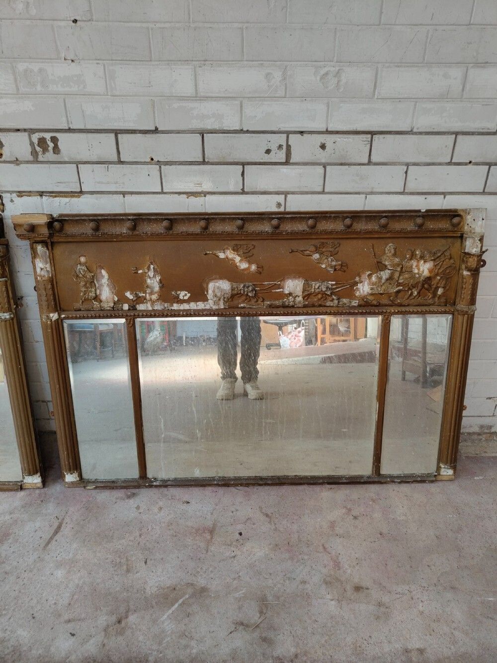 A Pair Of Heavily Distressed Regency Gilt Over Mantle Pier Mirrors photo Home Decor