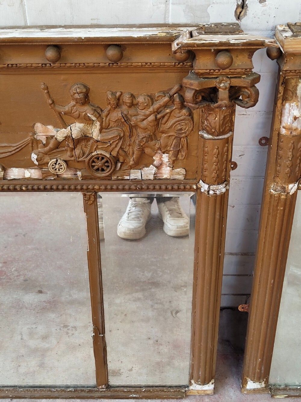 A Pair Of Heavily Distressed Regency Gilt Over Mantle Pier Mirrors photo vinterior