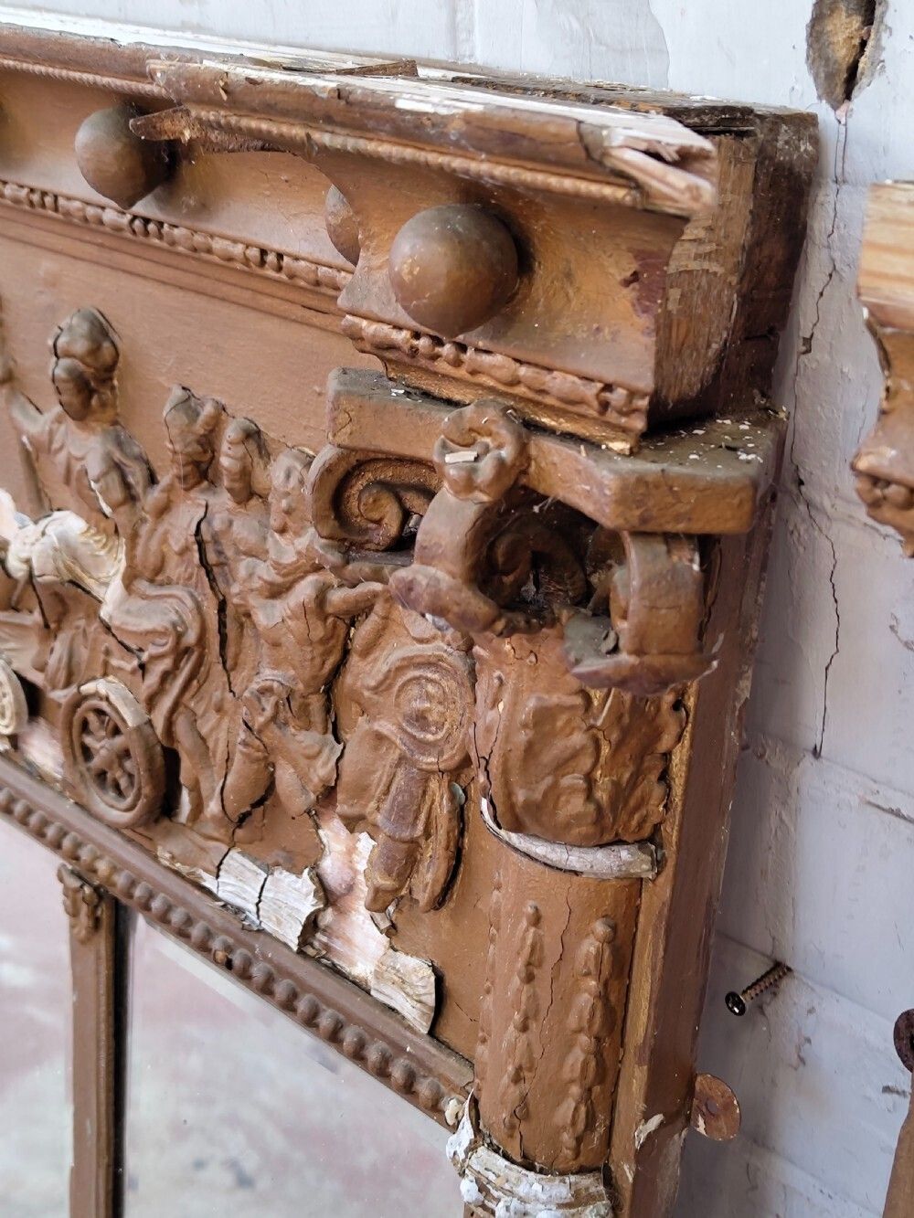 A Pair Of Heavily Distressed Regency Gilt Over Mantle Pier Mirrors photo buy