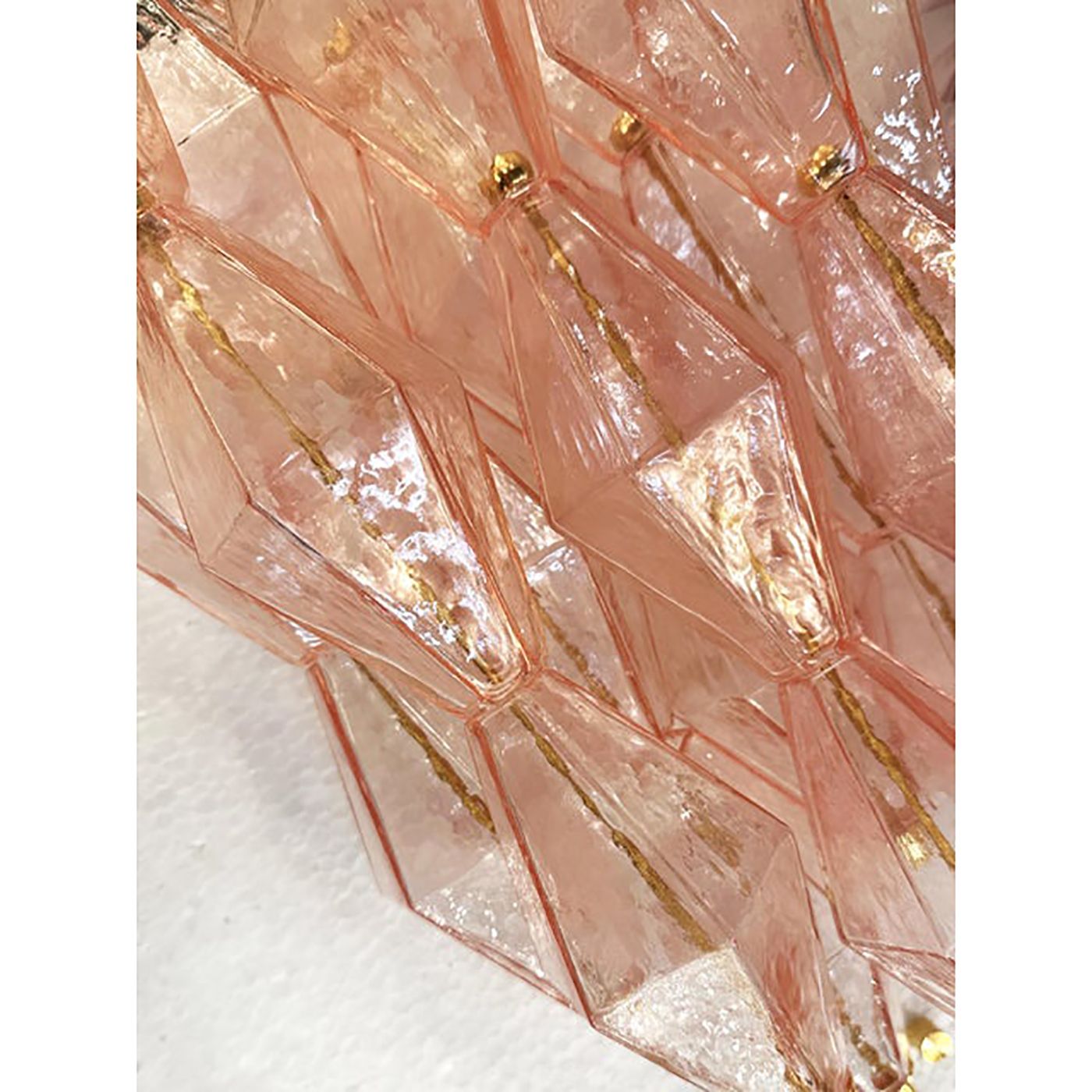 Set Of Two Contemporary Pink “Poliedri” Murano Glass Gold 24k Wall Sconces photo for sale