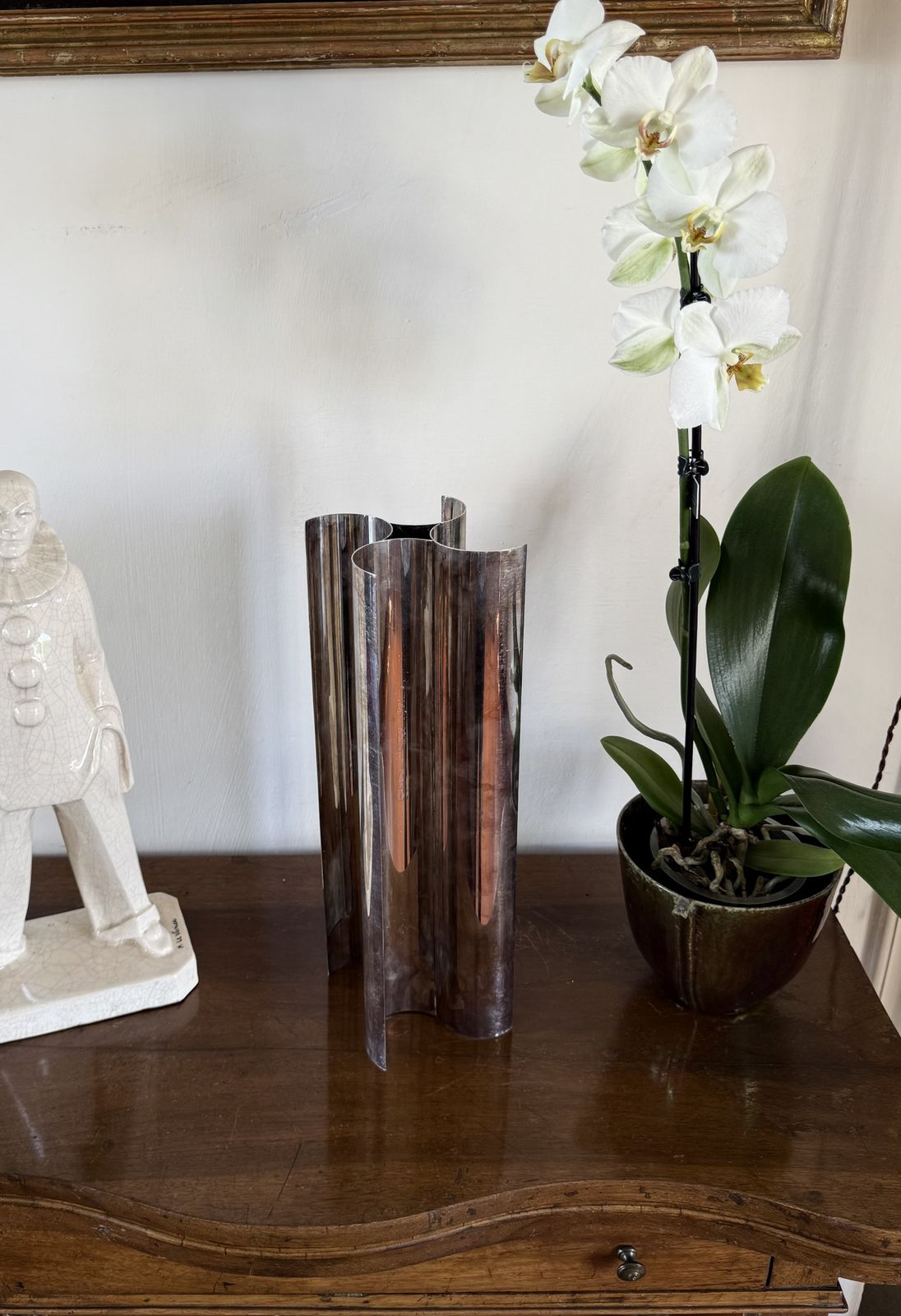 Christian Dior, Silver Plated Solifleur Sculptural Vase, Dior France 1980s photo Home Decor