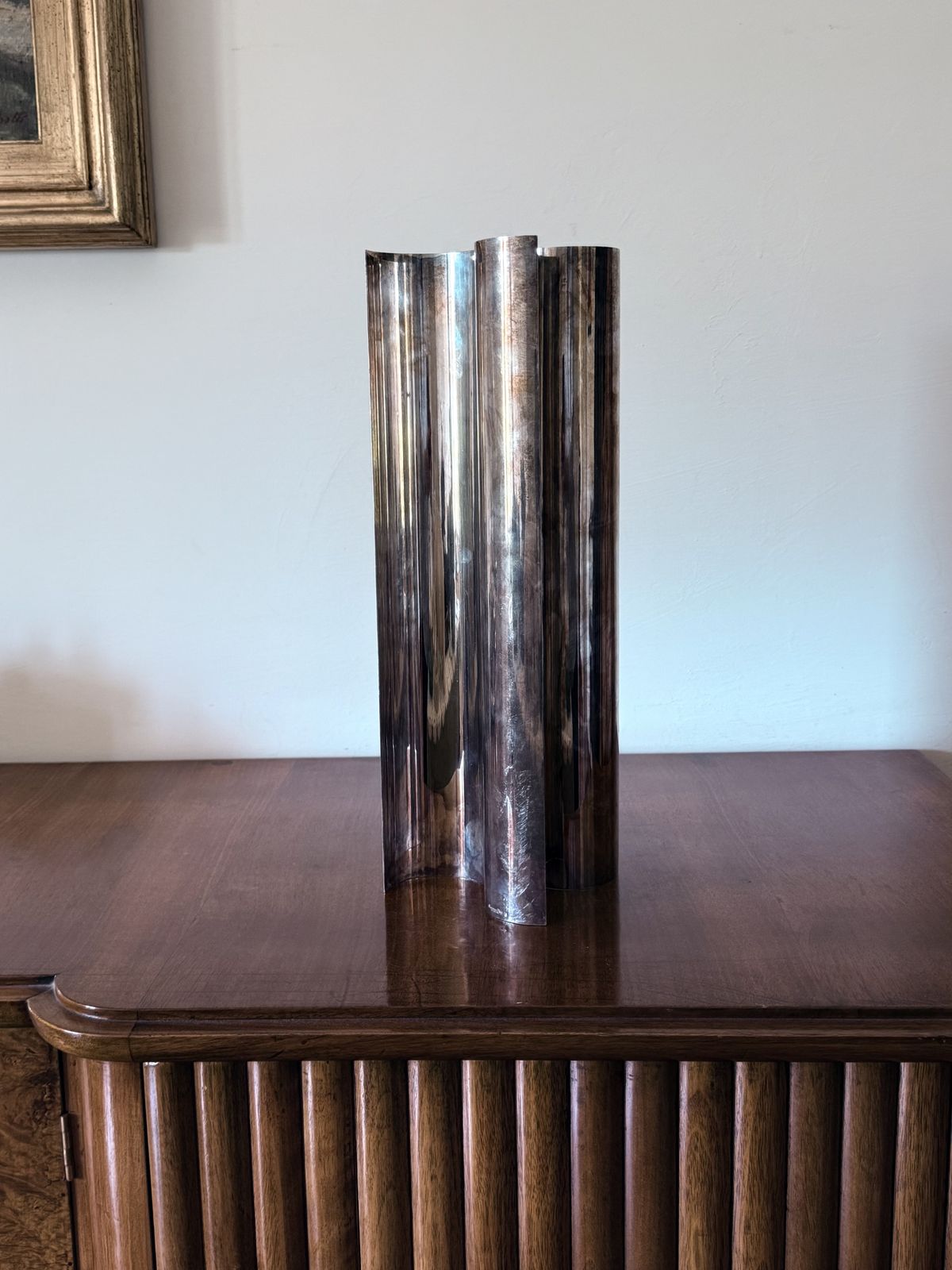 Christian Dior, Silver Plated Solifleur Sculptural Vase, Dior France 1980s photo vinterior