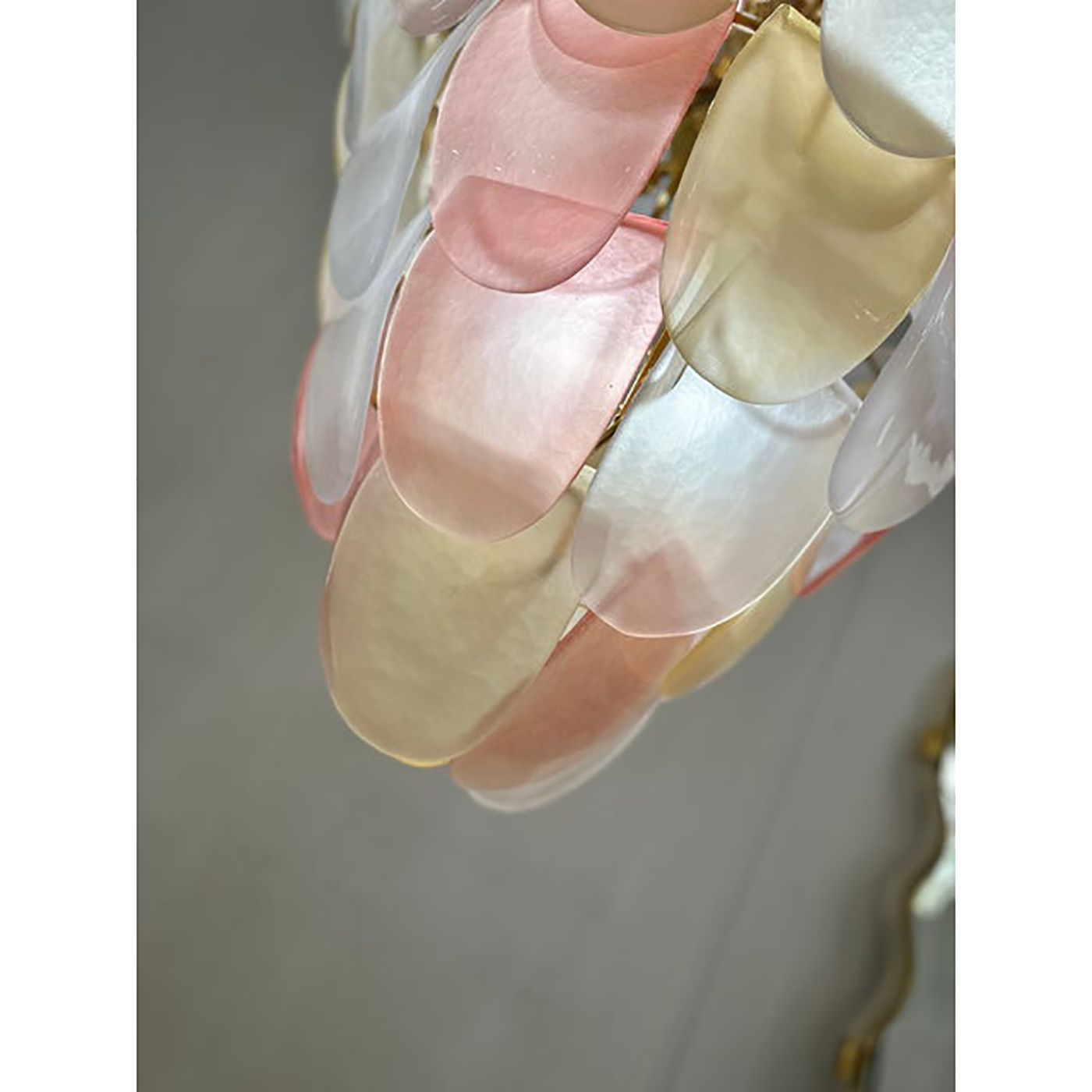 Contemporary Sanded Pink And Amber “Petals” Murano Glass Chandelier Style photo vinterior
