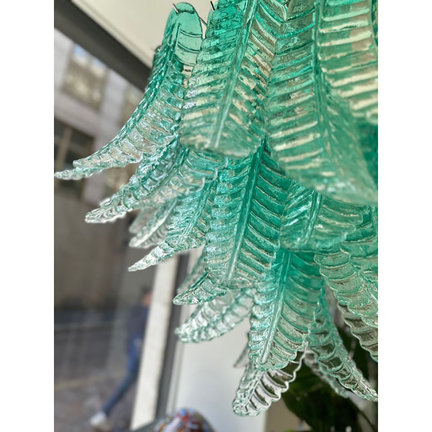 Contemporary Scenographic Green "Felci" Murano Glass Style Chandelier photo vinterior