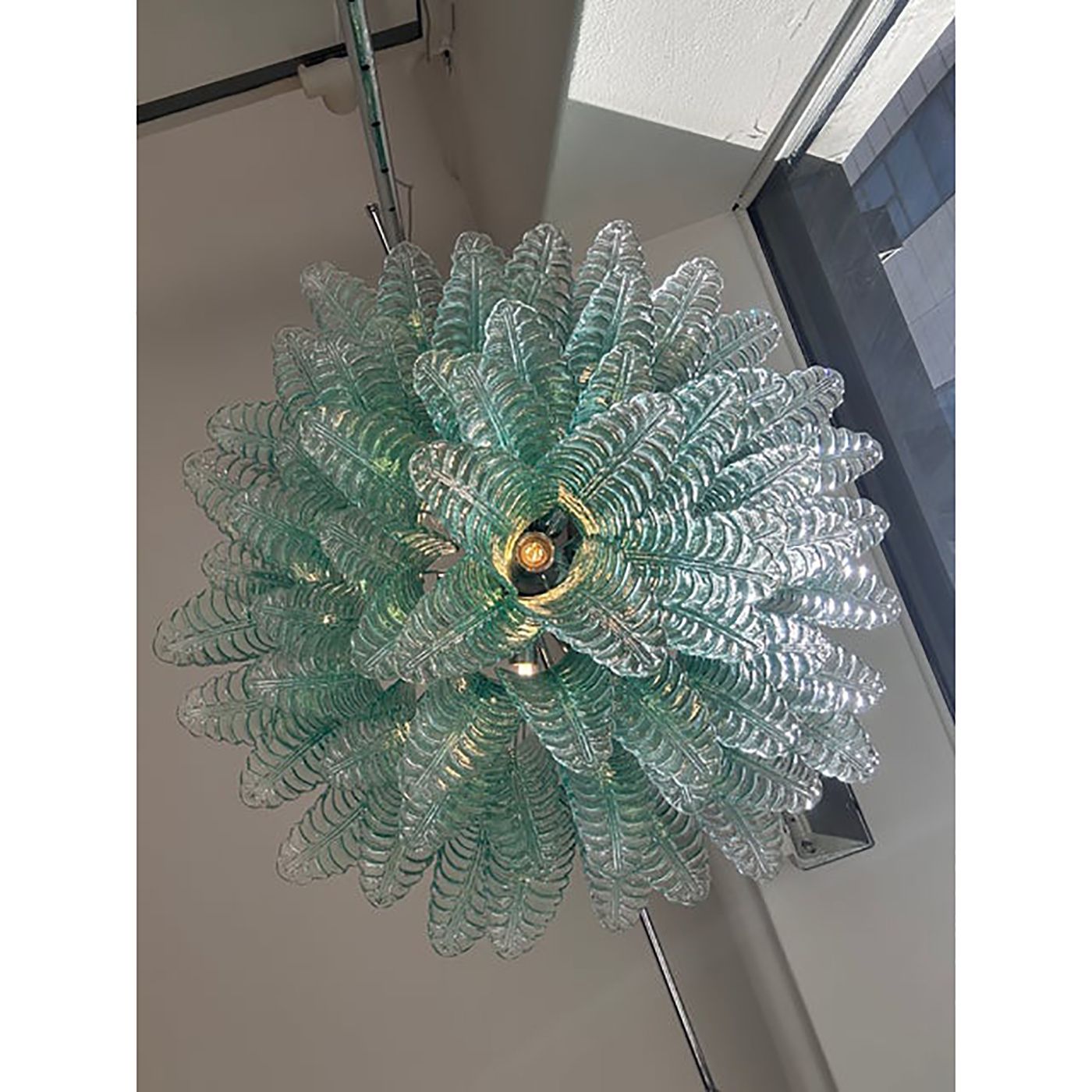 Contemporary Scenographic Green "Felci" Murano Glass Style Chandelier photo vintage