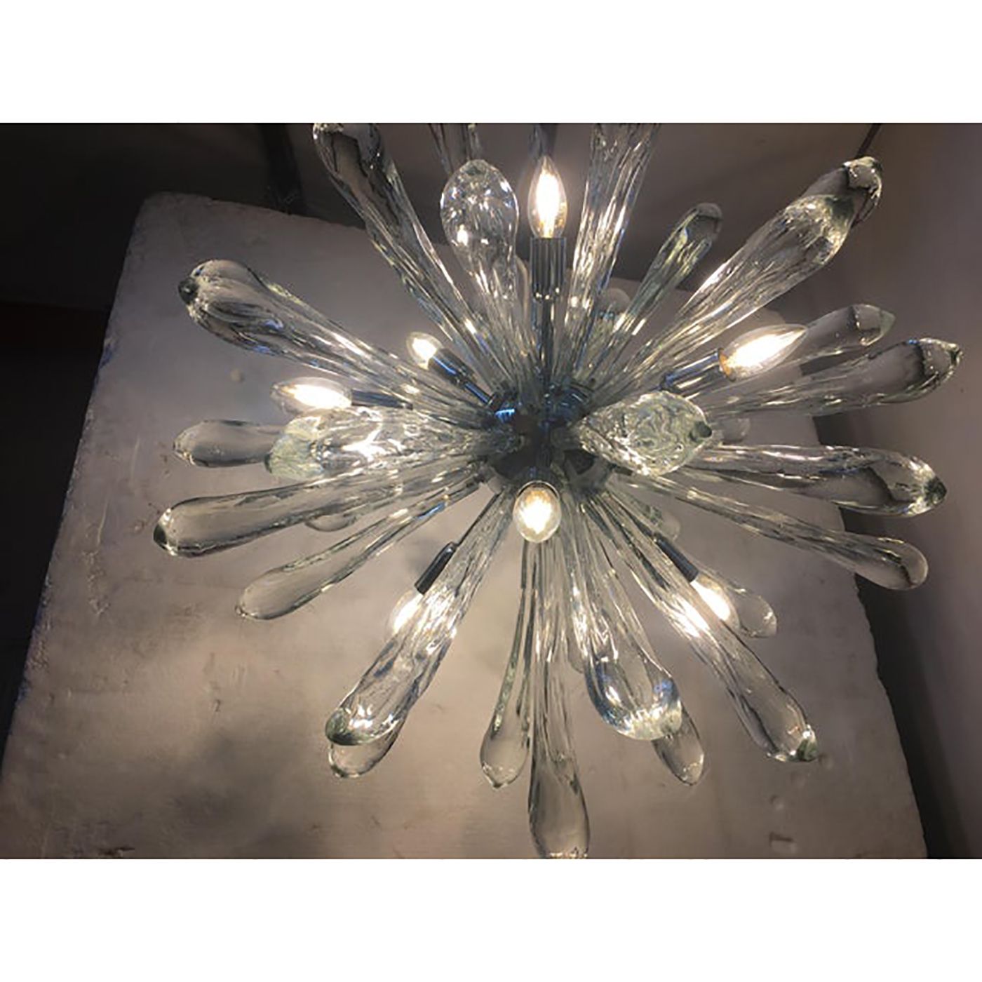 Murano Glass Ice Clear Sputnik Italian Chandelier photo vinterior