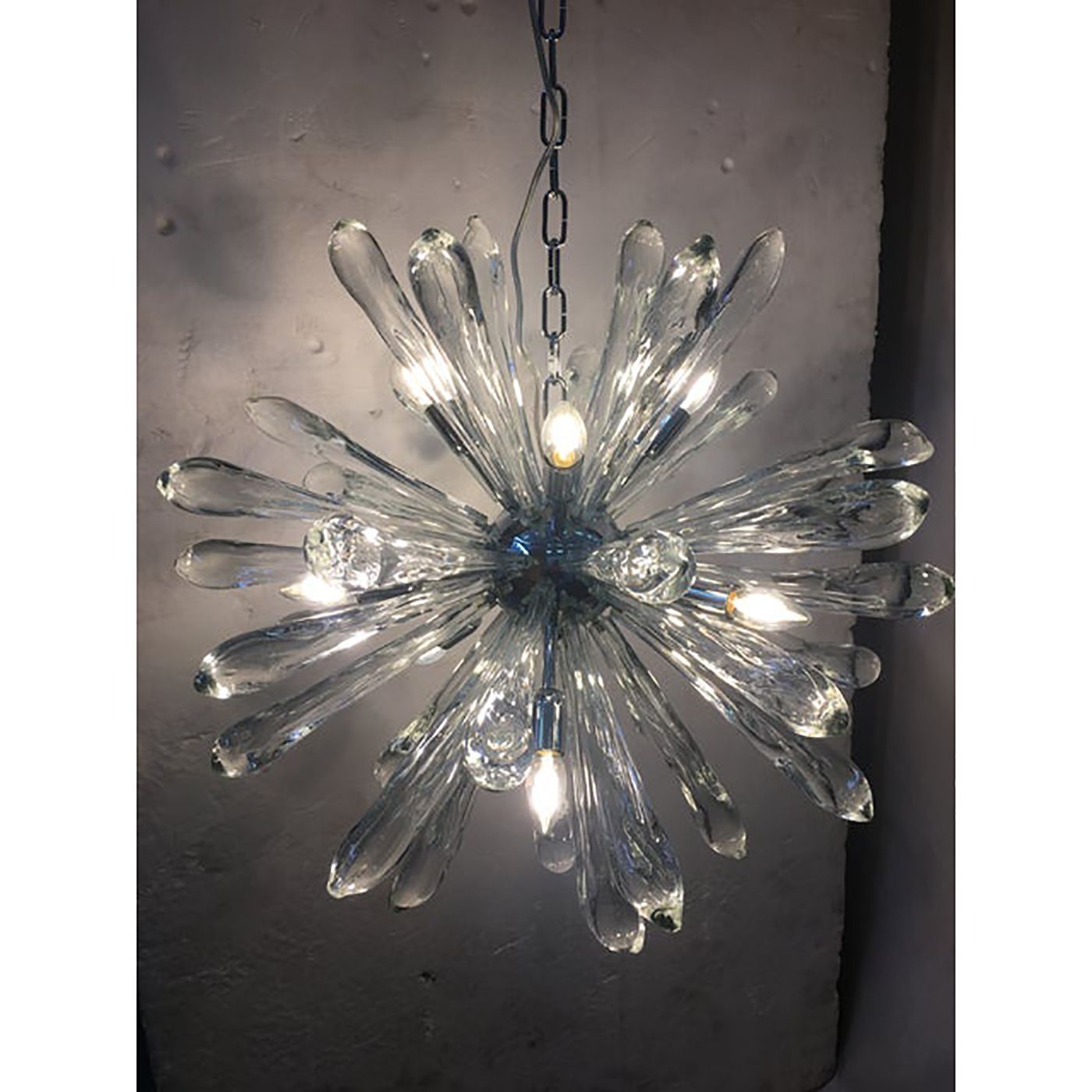 Murano Glass Ice Clear Sputnik Italian Chandelier photo buy