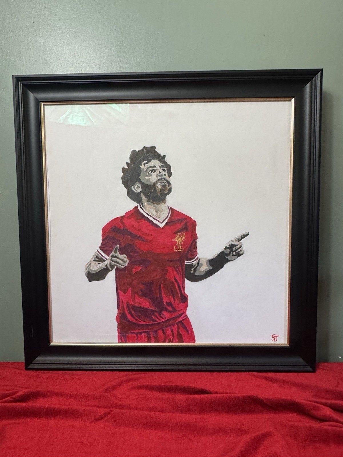 photo vintage Professional Footballer Liverpool Fc Mohamed Salah Oil Painting