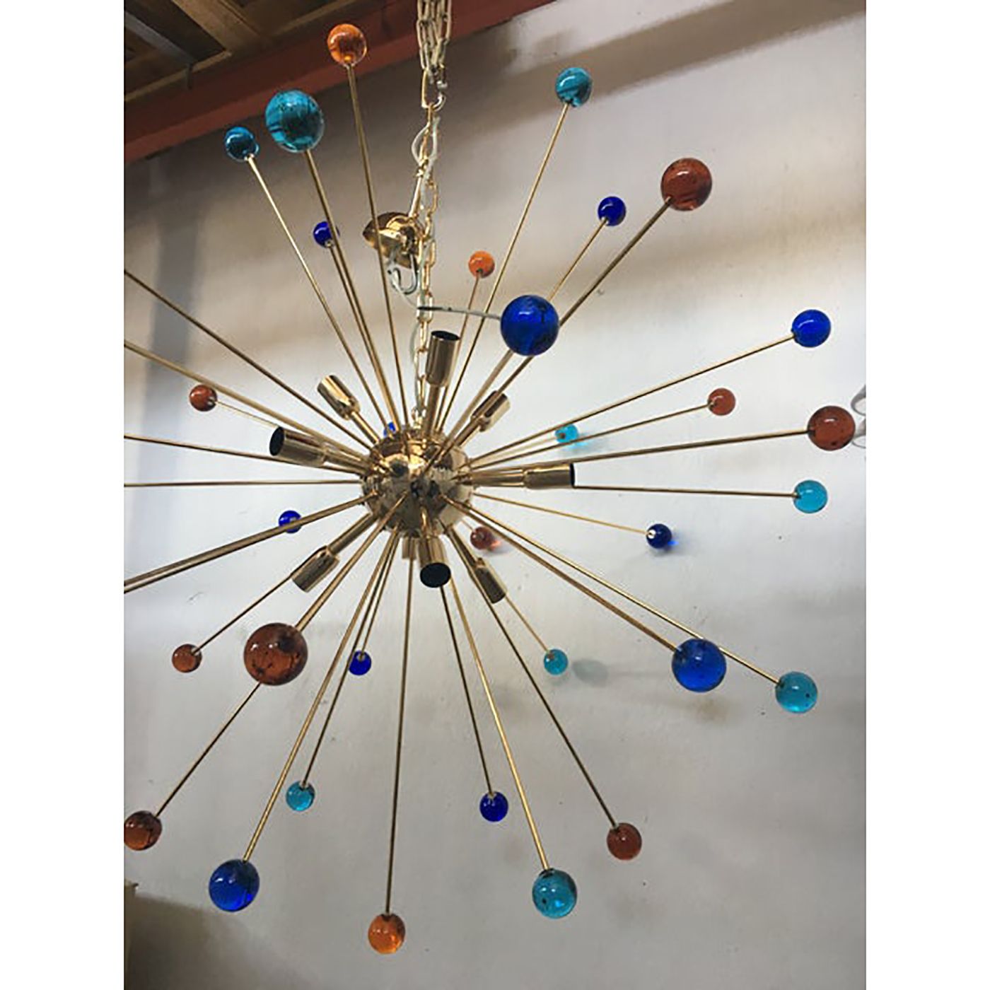 Italian Multicolored “Star” Murano Glass Sputnik Chandelier photo Lighting