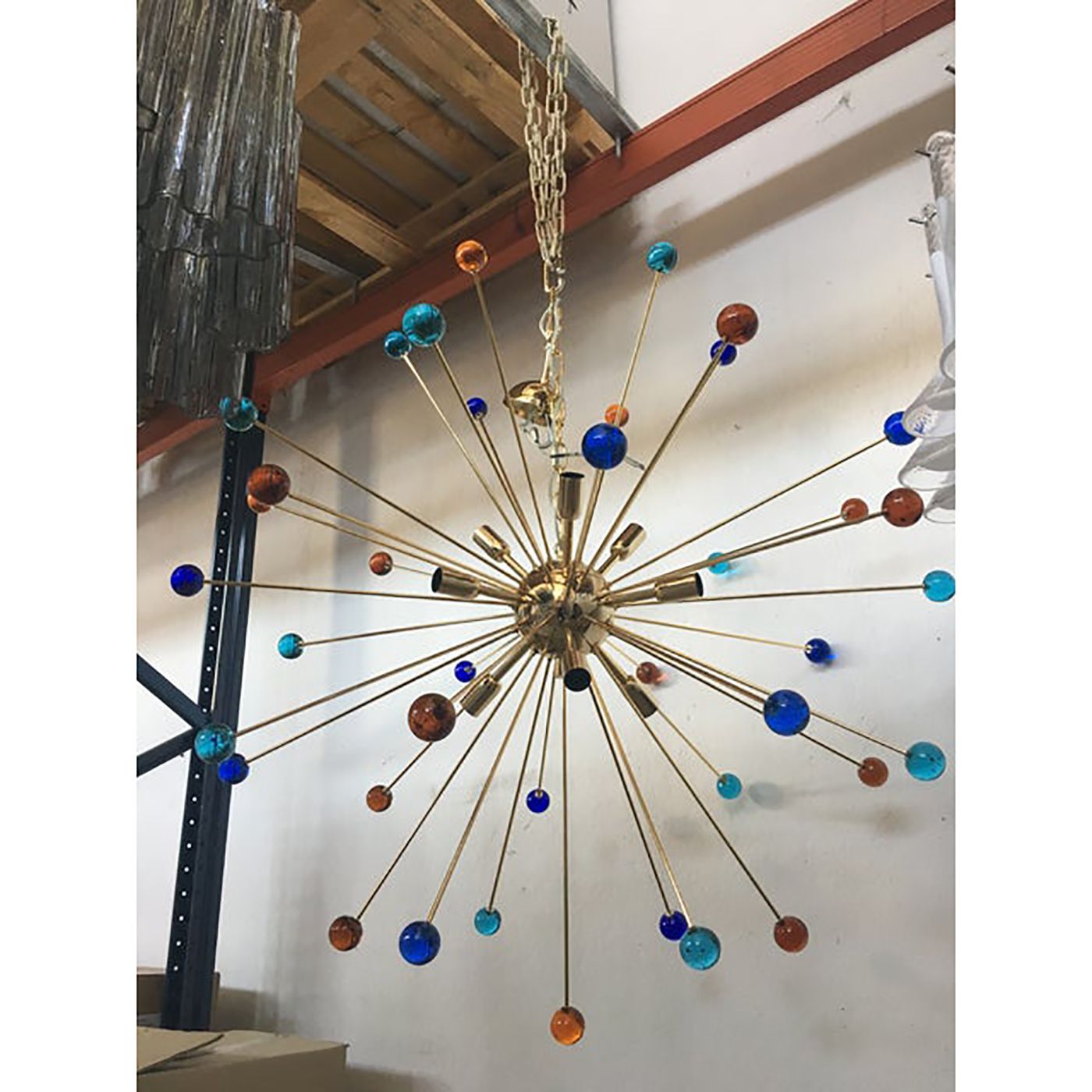 Italian Multicolored “Star” Murano Glass Sputnik Chandelier photo 9800.0