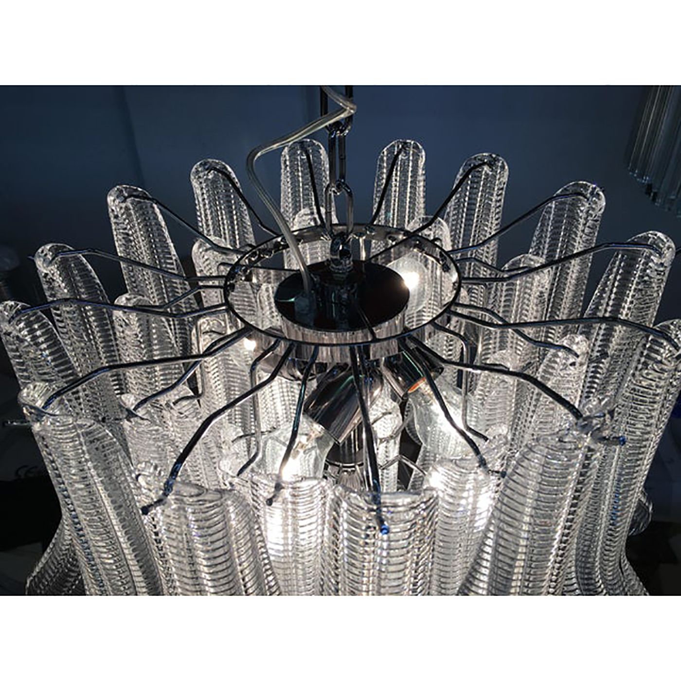 Murano Glass Sputnik Chandelier With Clear "Seghettata" Italian Glass photo 8800.0