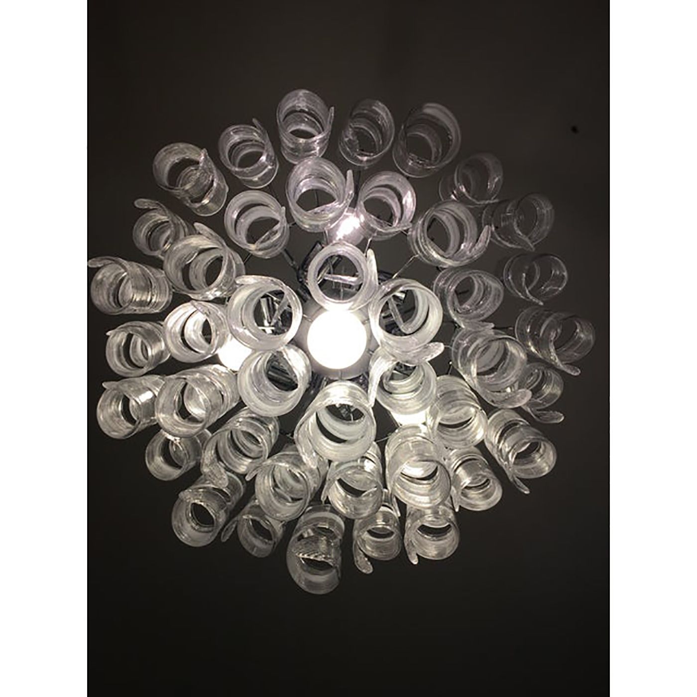 Murano Glass Sputnik Chandelier With Swirling Italian Glass Clear And White photo for sale