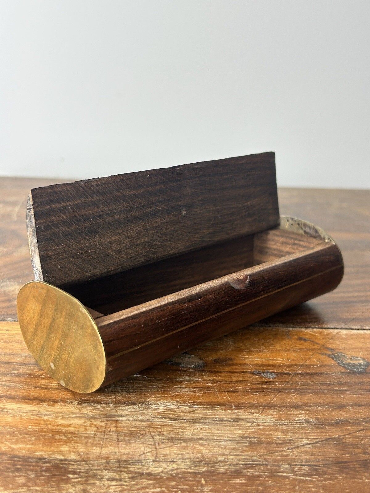 Marquetry Wooden Box With Brass Insert Art Deco