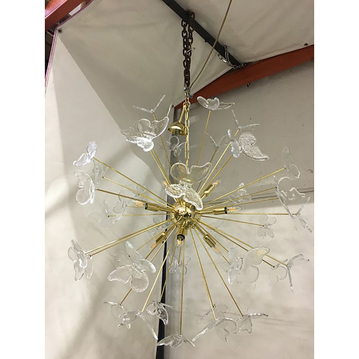 Murano Glass Sputnik Chandelier In Gold 24 Karat And Clear Butterfly photo furniture