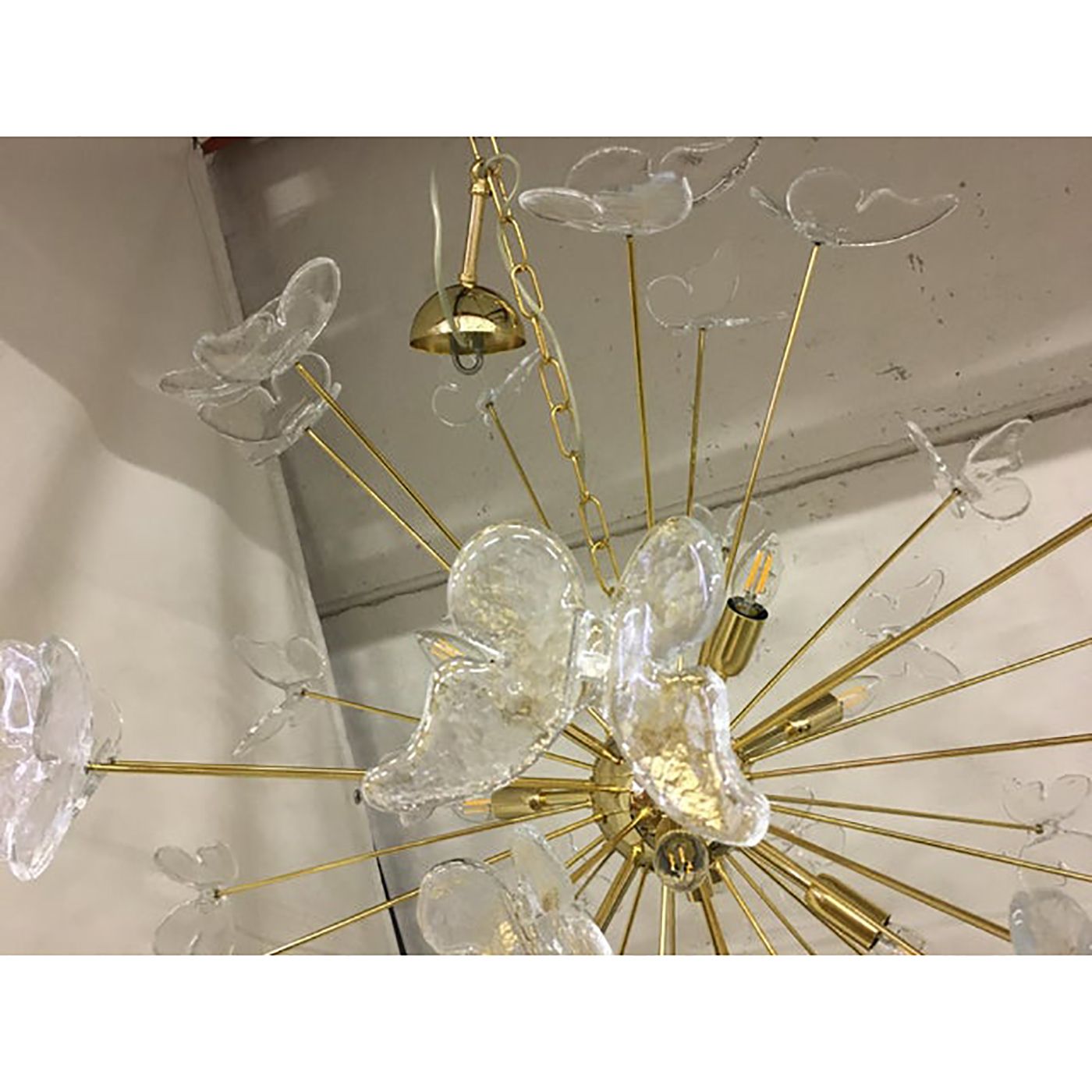 Murano Glass Sputnik Chandelier In Gold 24 Karat And Clear Butterfly photo 12800.0