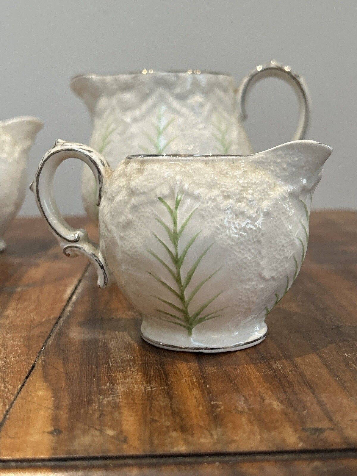 Wedgwood Porcelain Cabbage Cauliflower Jug Trio Tea Set photo 199.0