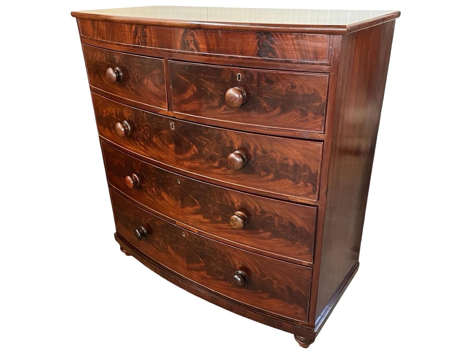 Victorian Mahogany Bow Front Chest Of Drawers, Ca. 1860 photo Furniture