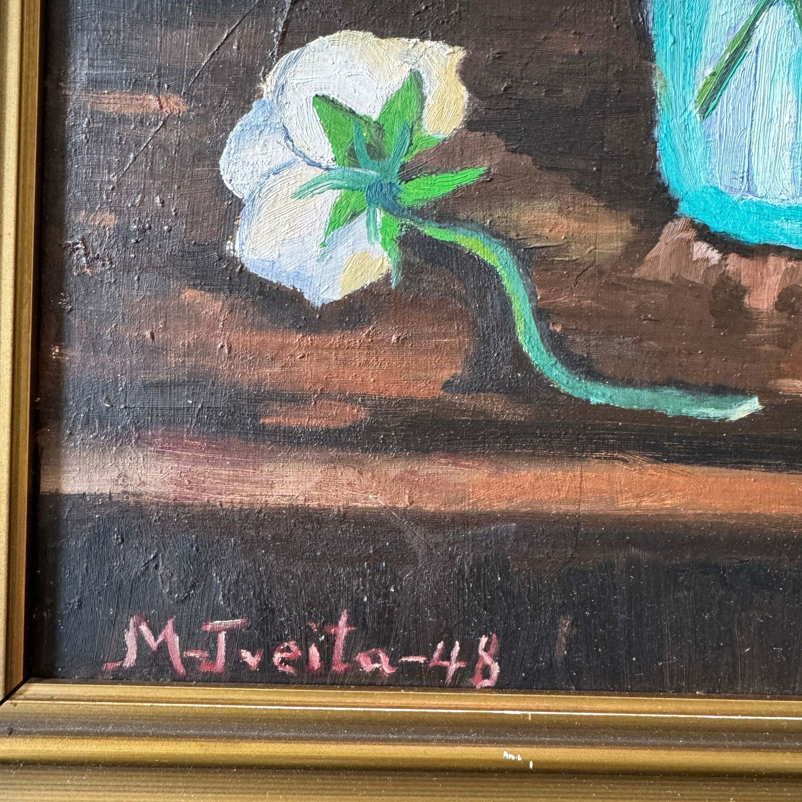 Memory Of Spring 1948. Vintage Norwegian Oil Painting photo Art