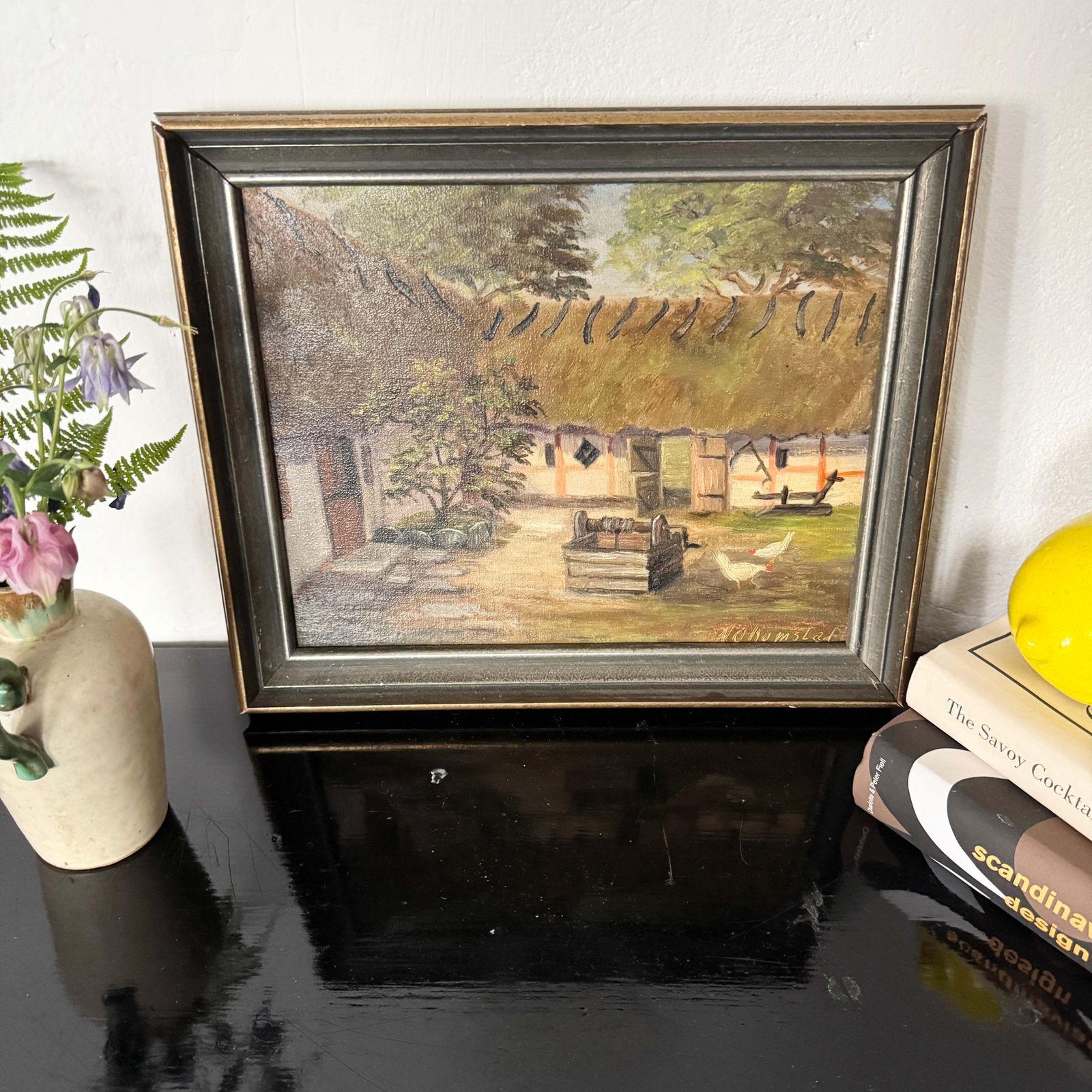 Traditional Skåne Scene. Early 1900s Swedish Oil Painting. photo Art