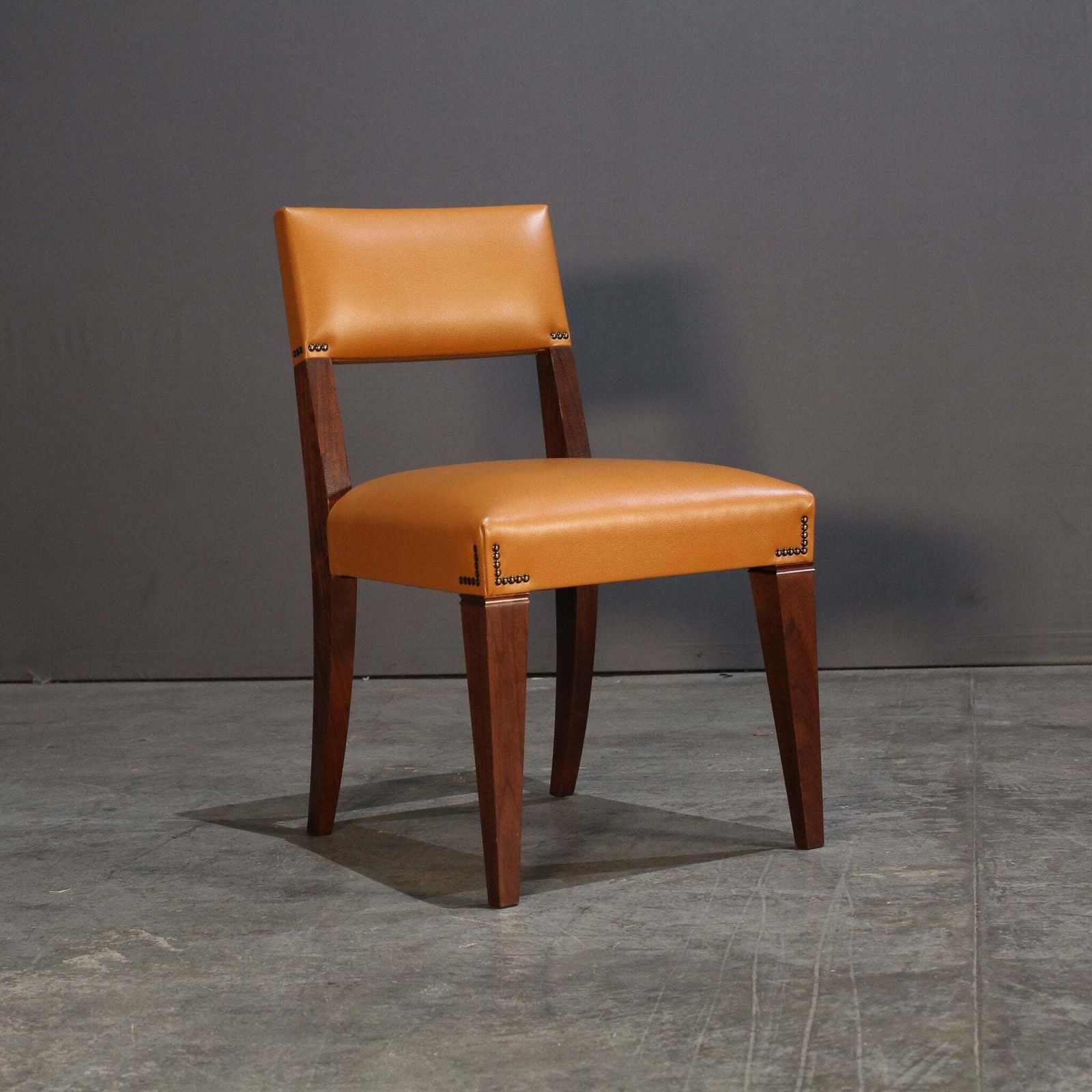 Caramel Brown Leather Chair, Set Of Four photo for sale