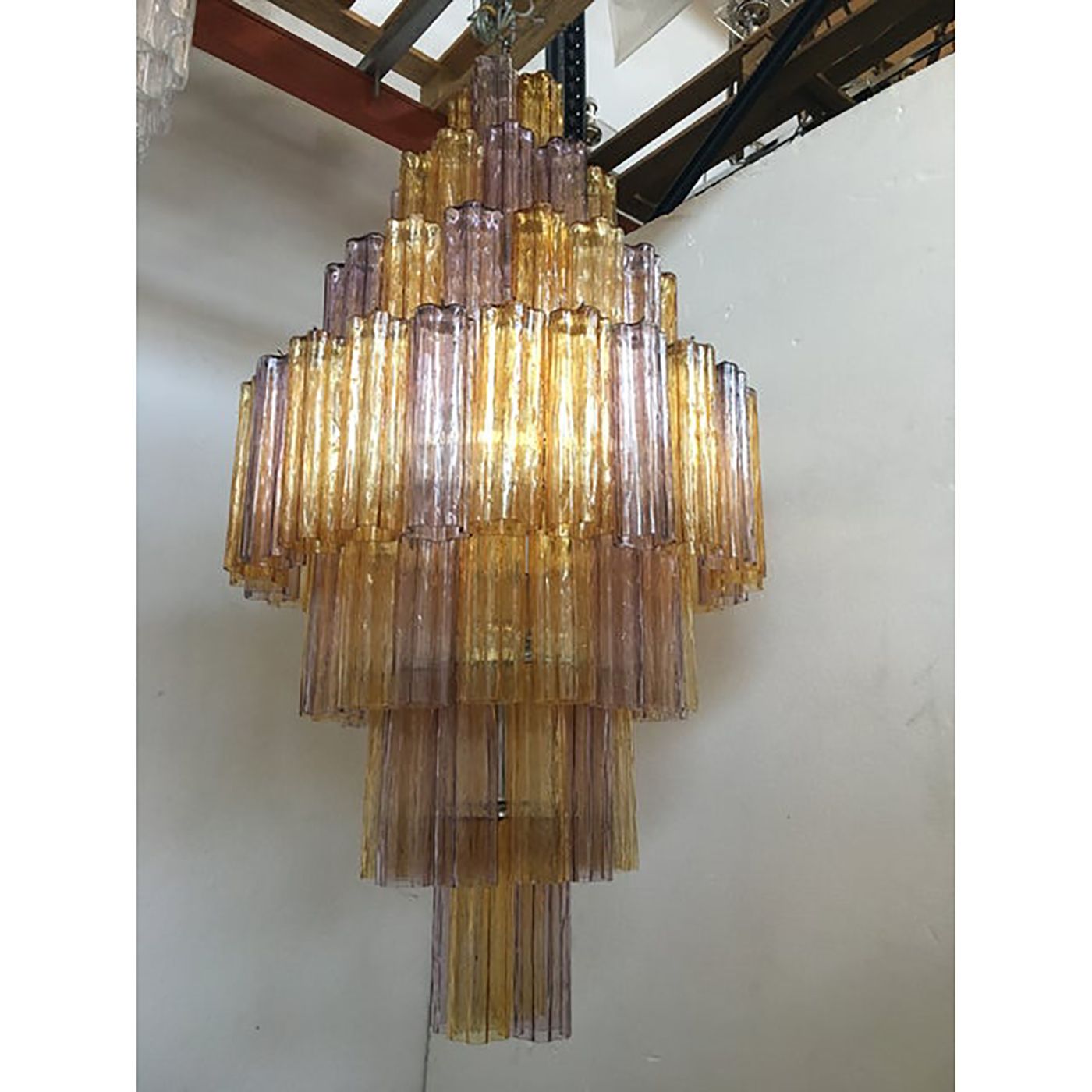 Murano Glass Amber And Violet Tronco Chandelier Venini Style photo 24500.0
