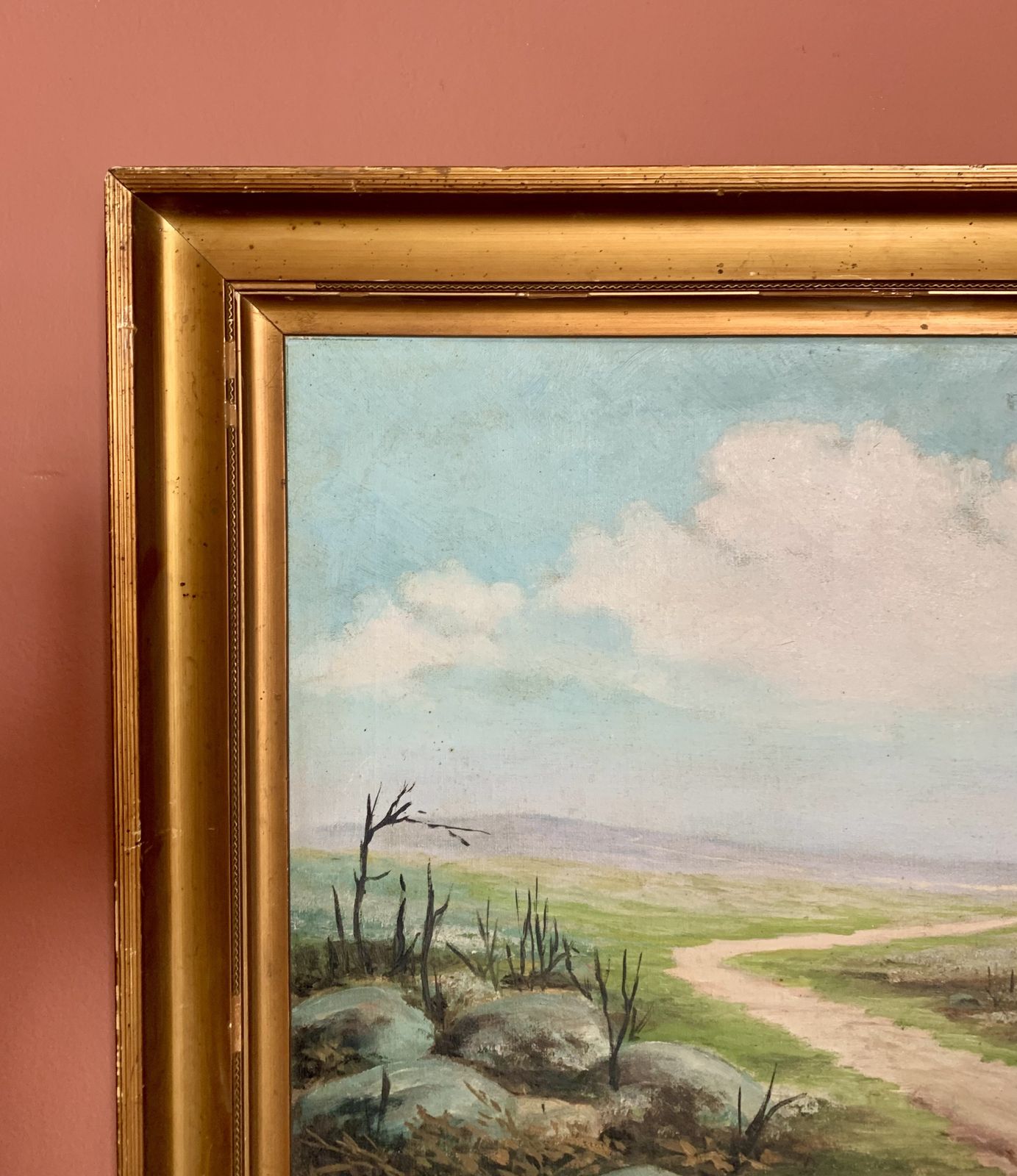 Gilt Framed Landscape Oil Painting Signed Hilda Walker 1 Of 2 photo Art