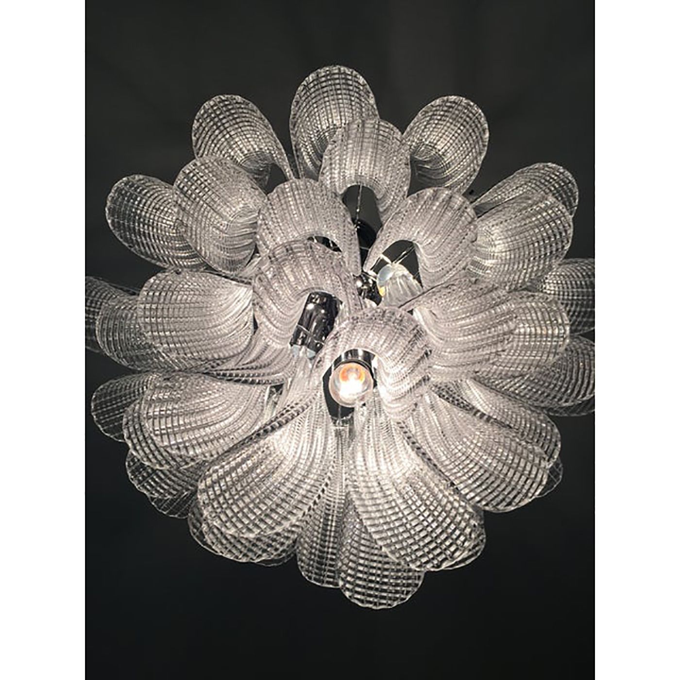 Clear “Selle Seghettate” Murano Glass Venini Style Chandelier photo for sale