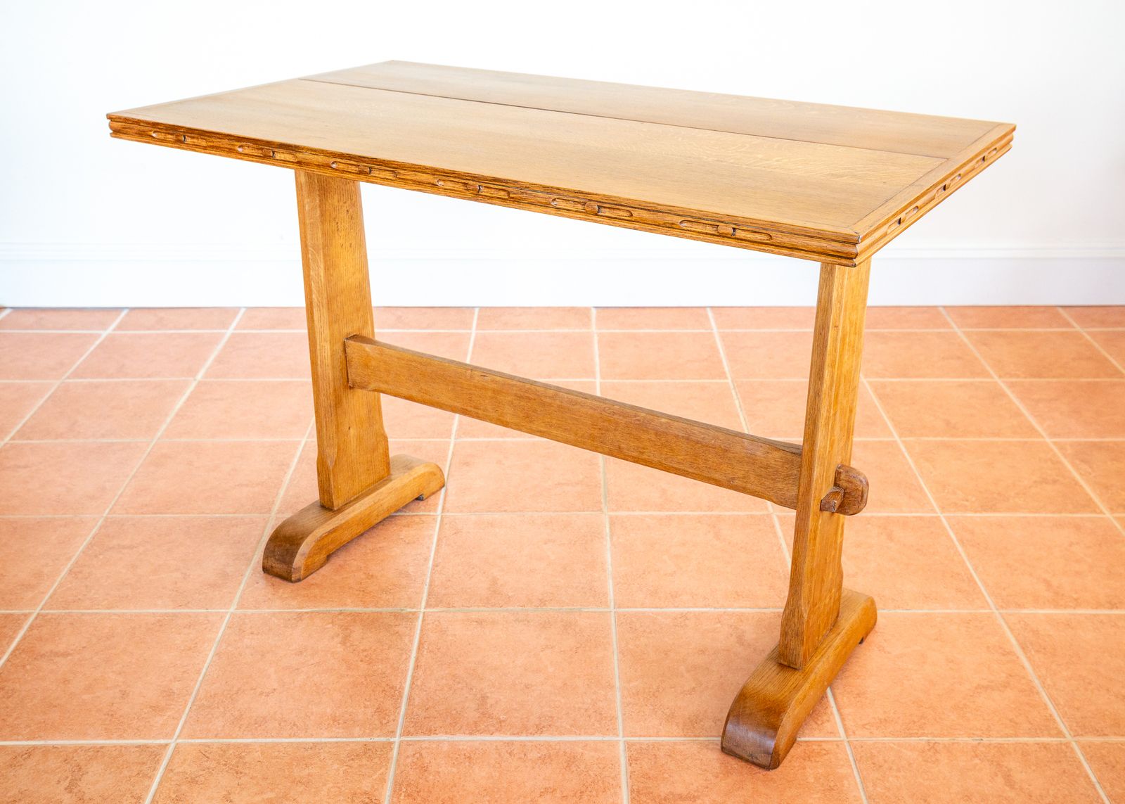 Blonde Light Oak Refectory Trestle Table Cotswold School Arts And Crafts Heals Bedroom Side Dining Tabl.E Golden Oak Rustic Farmhouse Antiqu.E