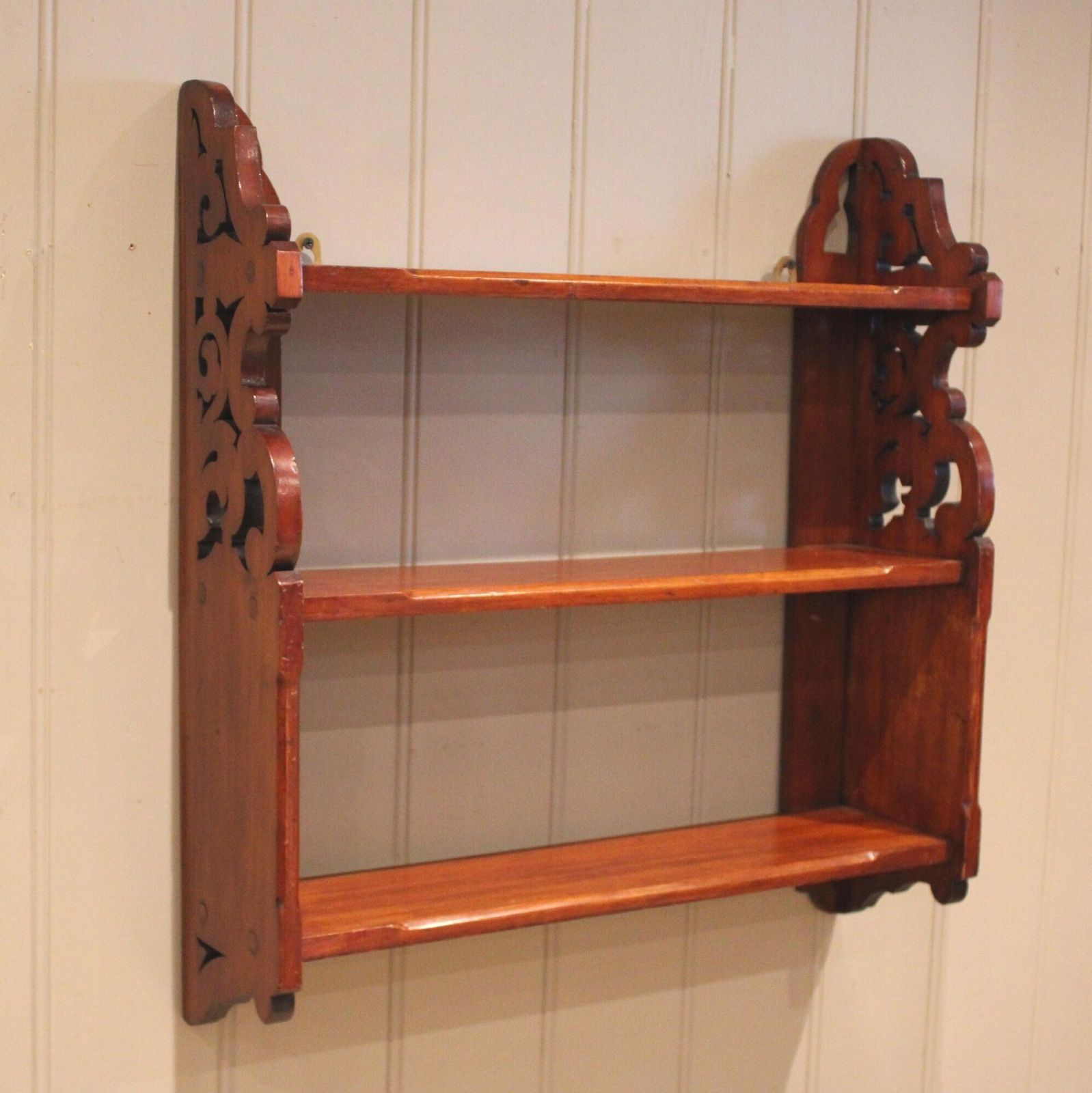 Pair Of Late 19th Century Walnut Wall Shelves photo vintage