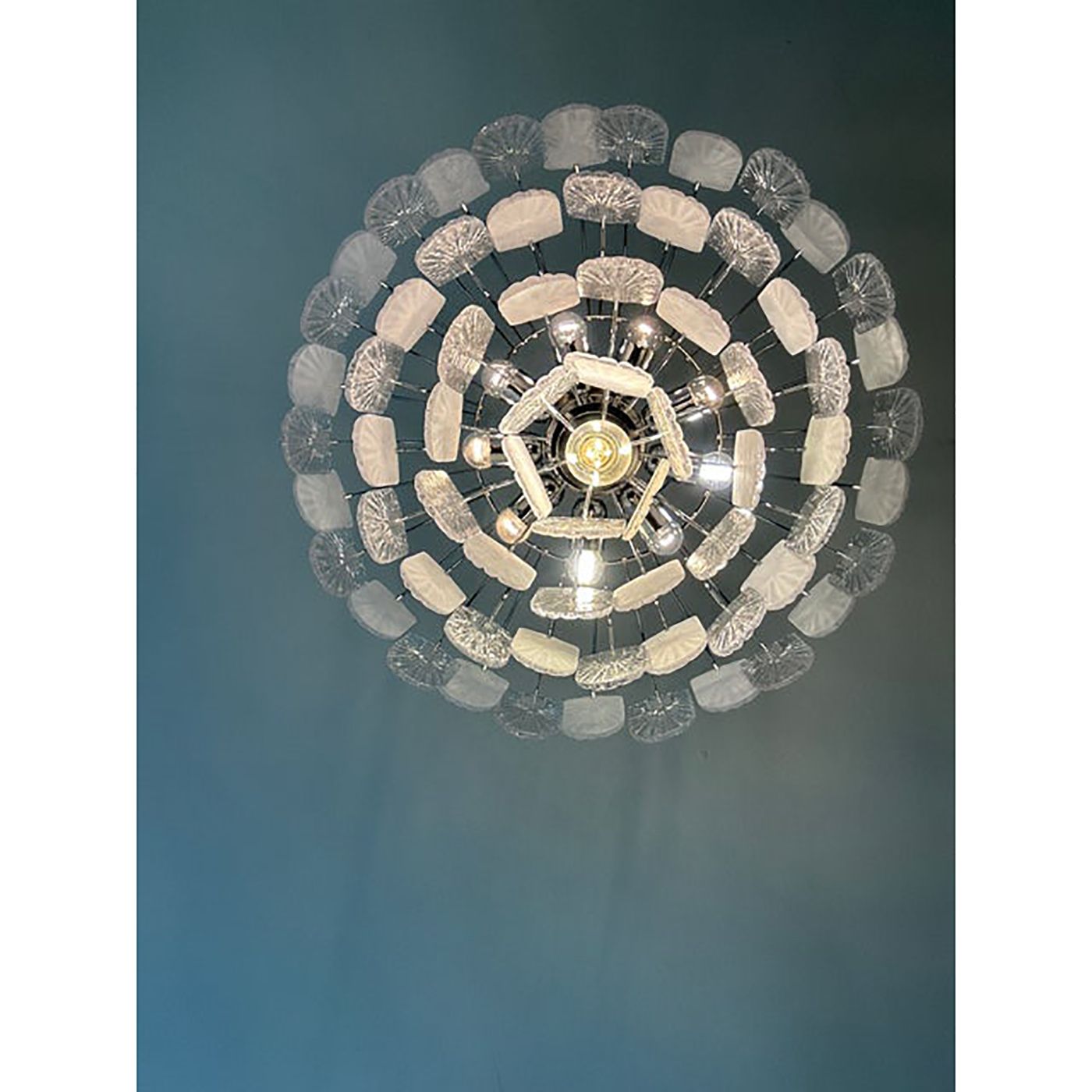 Art Deco Murano Style Chandelier Clear And Frosted Italian Sputnik Art photo vinterior