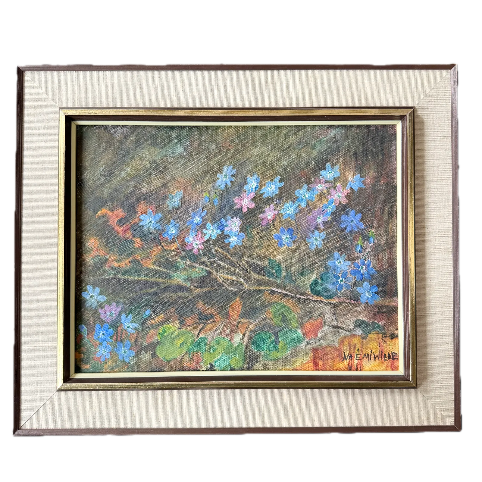 Forest Anemones In Bloom Vintage Swedish Oil Painting