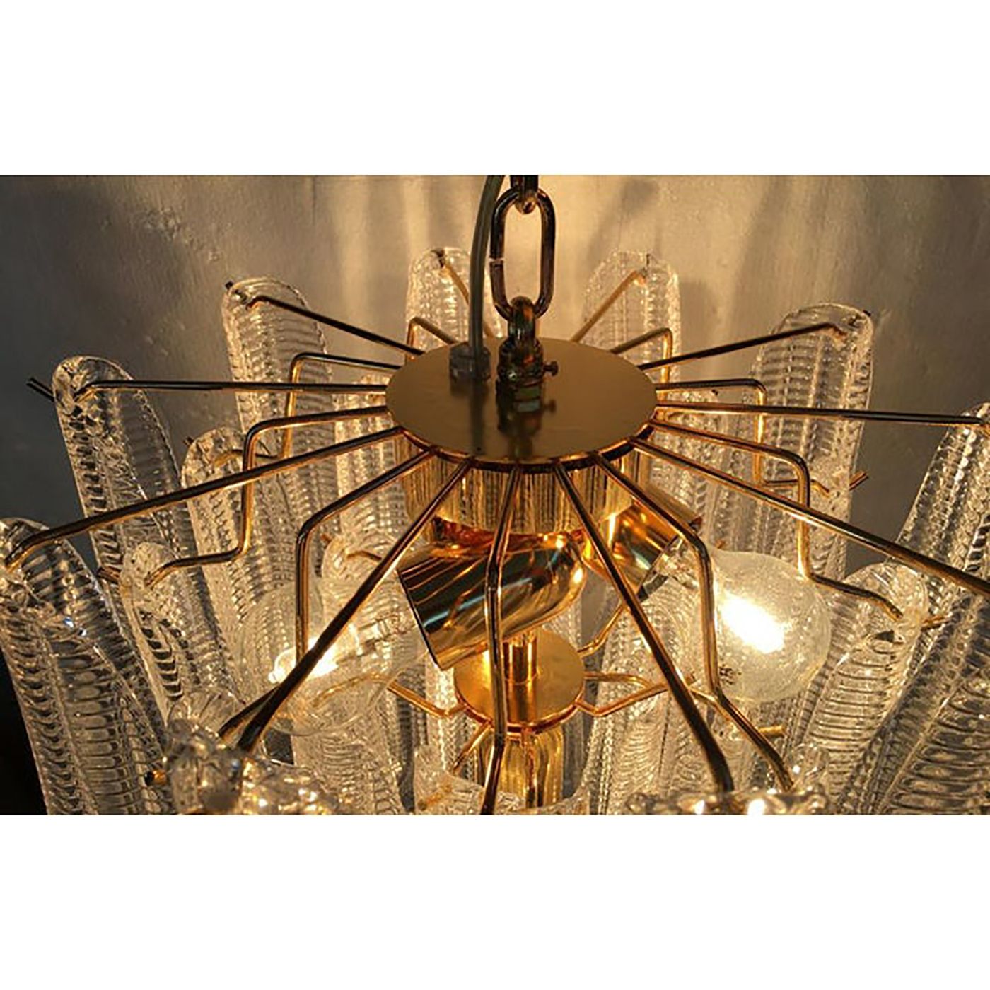 Contemporary Murano Glass "Sella" Chandelier With A Gold 24k Metal Frame photo buy