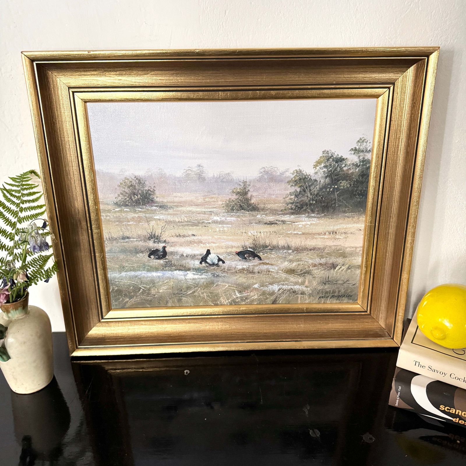 Still Ground, Wild Heart. Vintage Swedish Oil Painting. photo furniture