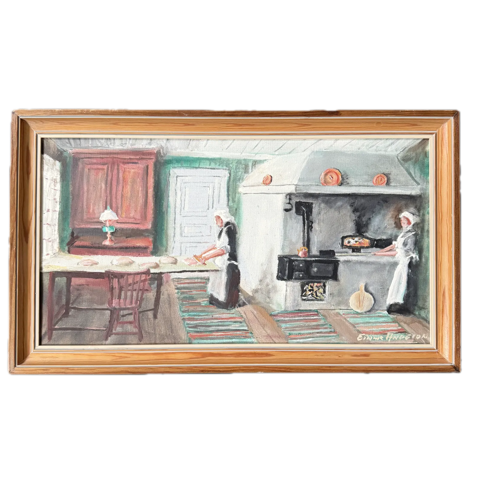The Warmth Of Tradition. Vintage Swedish Oil Painting.