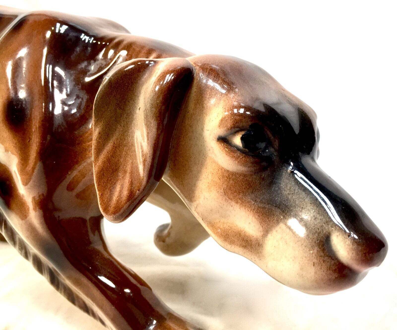 Vintage 20th Century Ceramic Pottery Dog Figurine / Setter / 1970s / Tabletop photo Art