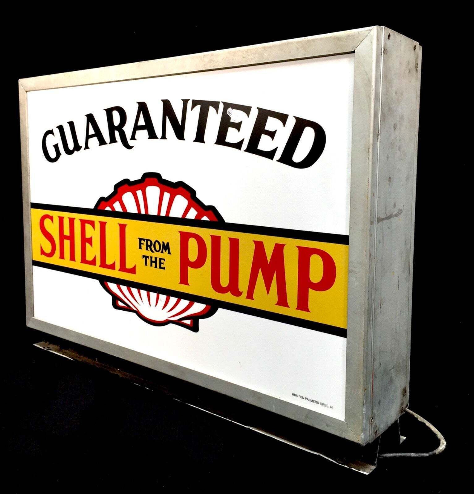 Vintage Advertising Freestanding Double Sided Shell Pump Sign C.1960 Lightbox photo furniture
