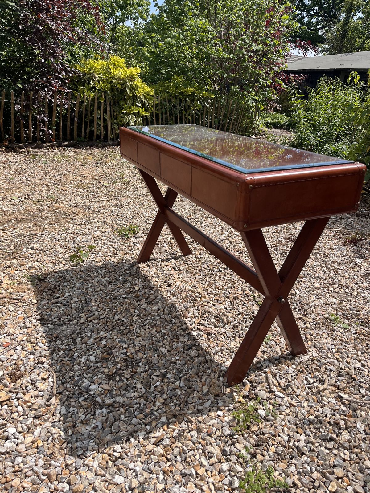 Delhi Leather 2 Drawer Desk photo furniture