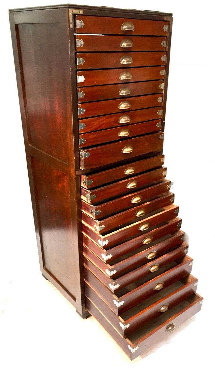 Antique Very Large Wooden Museum Collectors Specimen Cabinet / Chest Of Drawers photo 1199.0