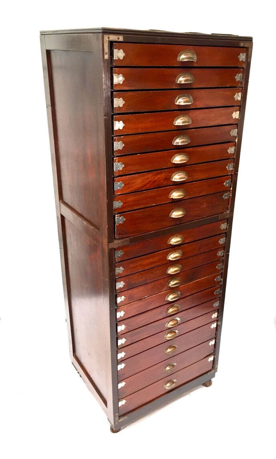 Antique Very Large Wooden Museum Collectors Specimen Cabinet / Chest Of Drawers photo vinterior