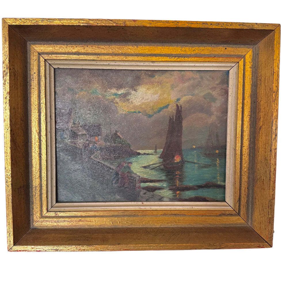 Early Morning Start. Antique Swedish Oil Painting