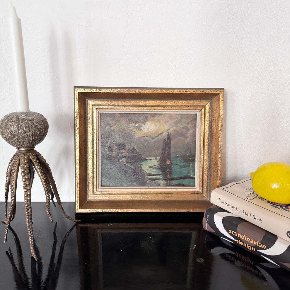 Early Morning Start. Antique Swedish Oil Painting photo furniture