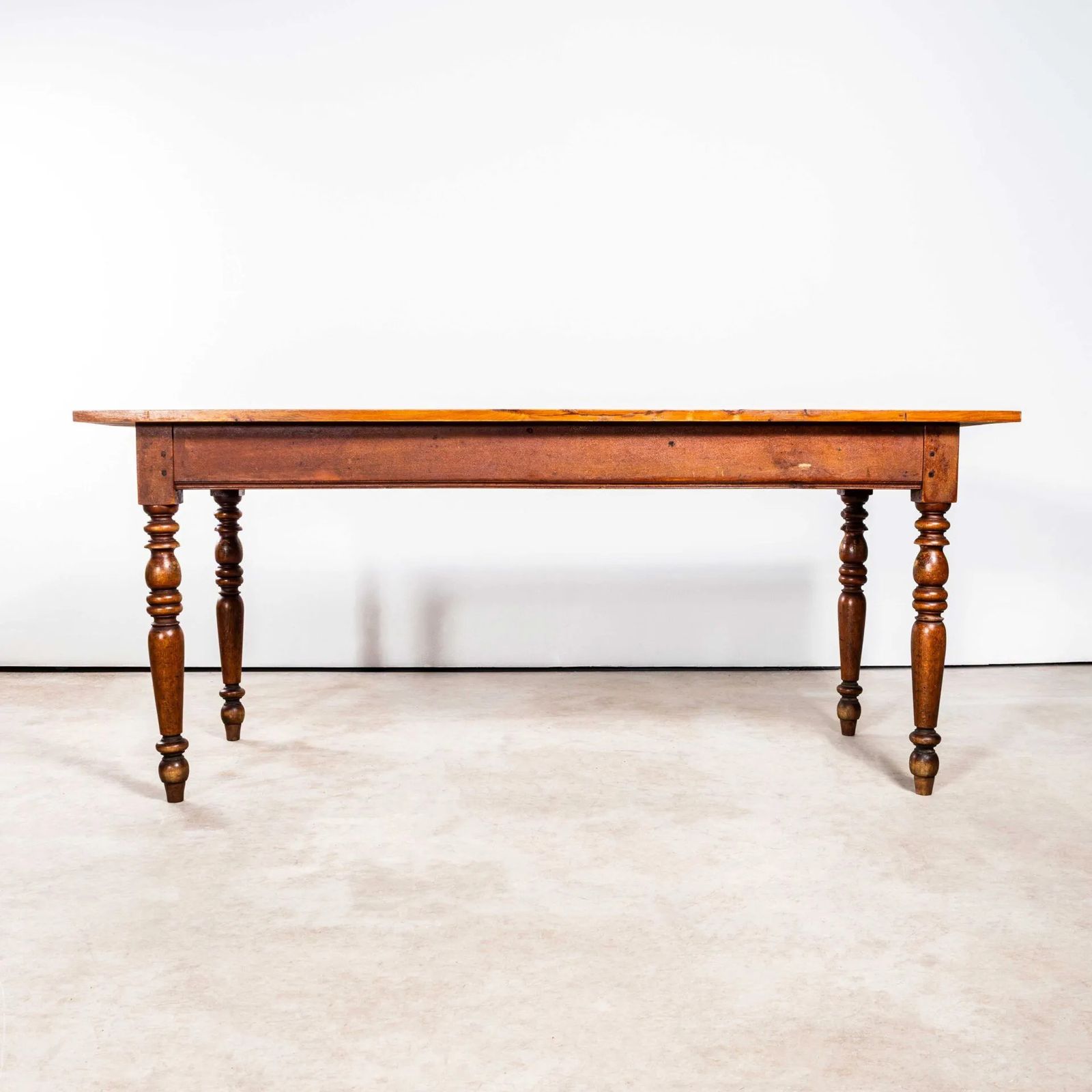 1940’s French Bobbin Leg Mid Oak Fruitwood Kitchen Dining Table photo 1638.0