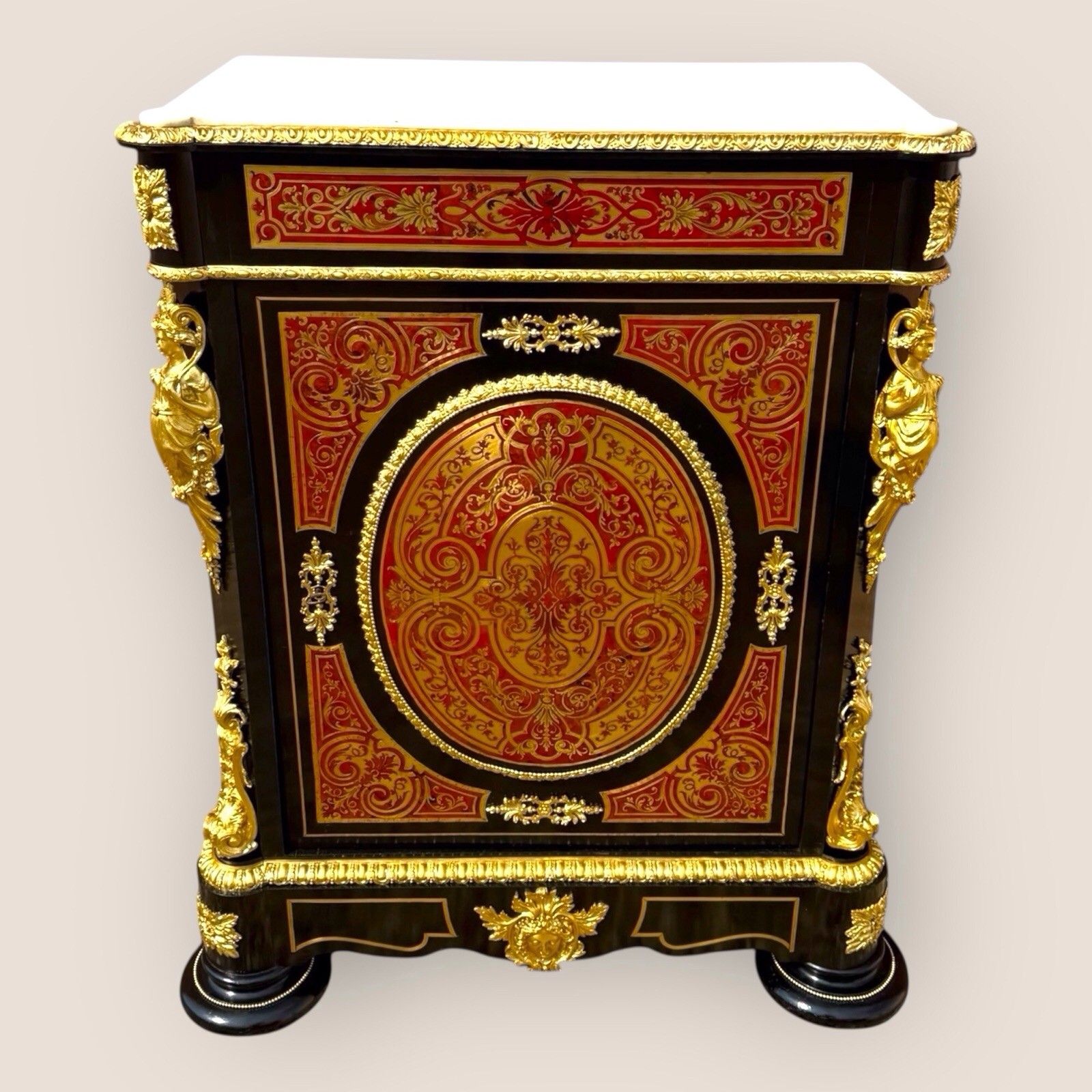 Napoleon III Boulle & Marble Pier Cabinet