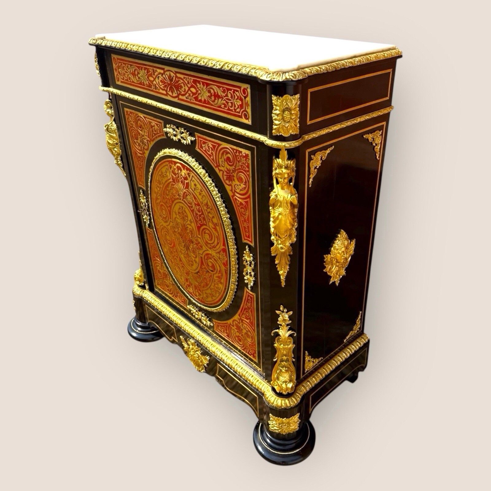 Napoleon III Boulle & Marble Pier Cabinet photo Furniture