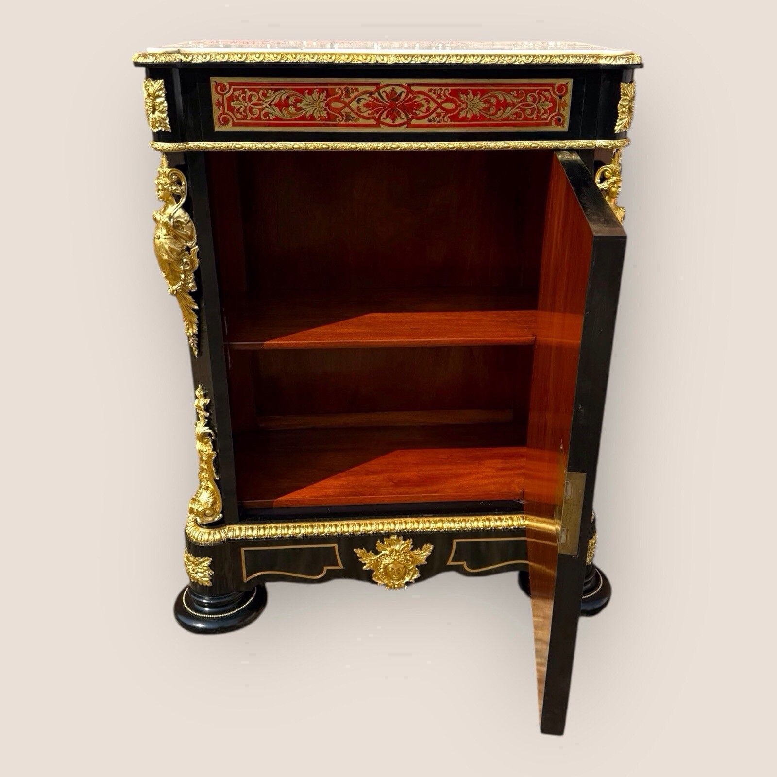 Napoleon III Boulle & Marble Pier Cabinet photo vinterior