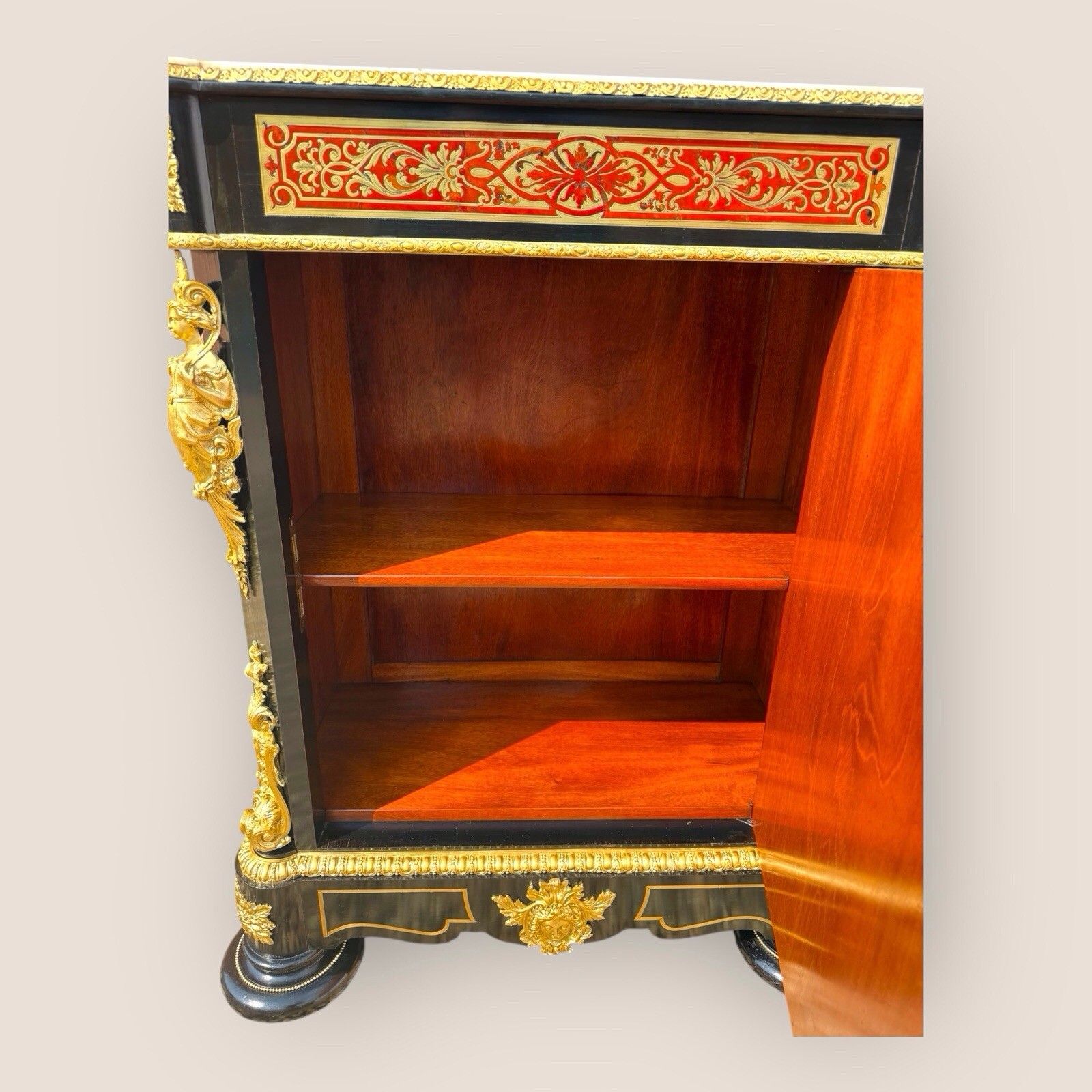 Napoleon III Boulle & Marble Pier Cabinet photo buy