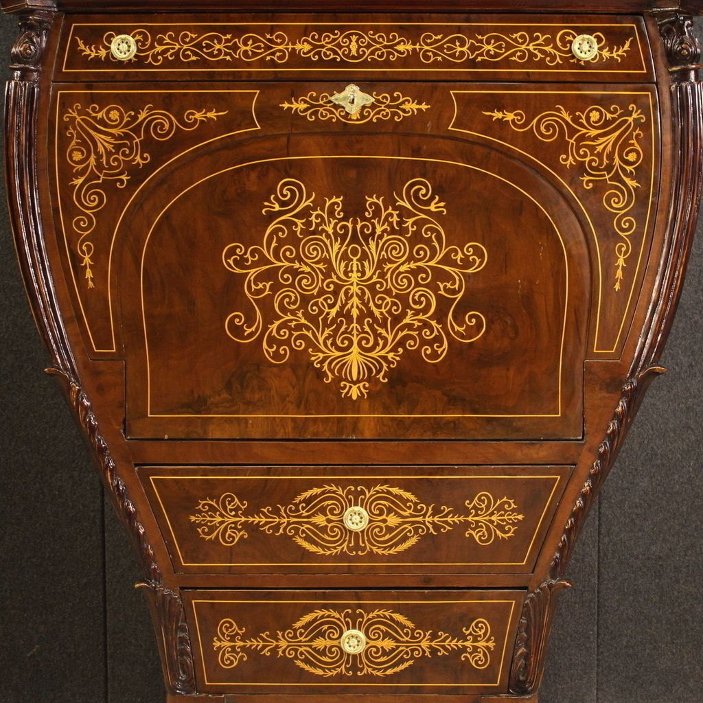 Great Austrian Biedermeier Style Inlaid Secretaire photo vintage