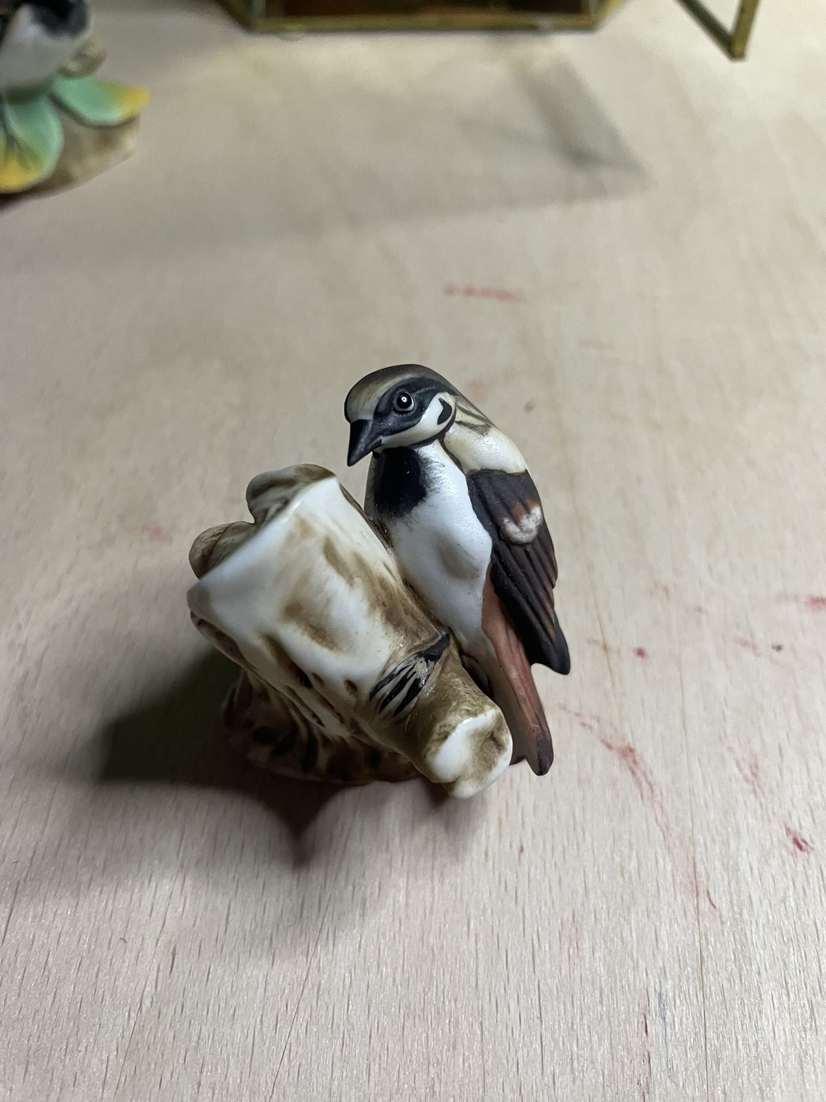 Porcelain Garden Birds Figurines In Glass And Brass Display Case   1980's photo furniture